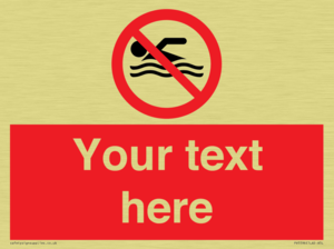 Custom No swimming prohibition Sign